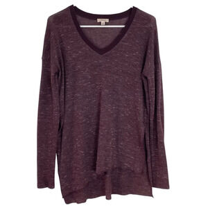 Aritzia Sweater Womens Size XS Oversized Shirt Wilfred Sherbrooke Burgundy Vneck